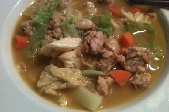 Chicken Sausage, White Bean and Cabbage Soup | Made by Meaghan Moineau