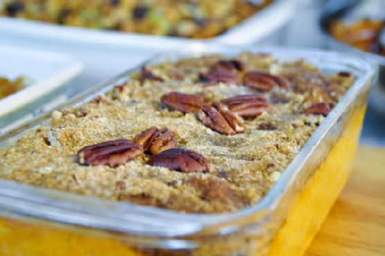 Sweet Potato Casserole with Pecan Crumble Topping | Made by Meaghan Moineau