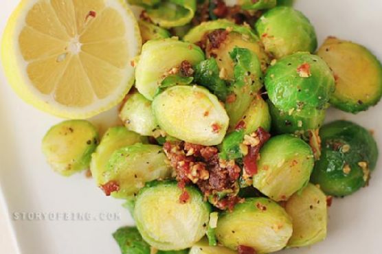 Brussel Sprouts in Bacon and Garlic Sauce | Made by Meaghan Moineau