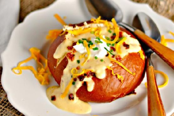 Best Potato Cheese Soup in a bread bowl | Made by Meaghan Moineau