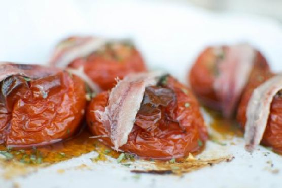 Savory Slow Roasted Tomatoes with Filet of Anchovy | Made by Meaghan Moineau
