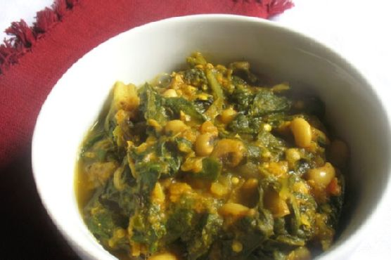Spicy Black-Eyed Pea Curry with Swiss Chard and Roasted Eggplant | Made by Meaghan Moineau