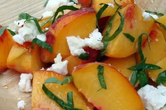 Fresh Peach With Goat Cheese Side Salad | Made by Meaghan Moineau
