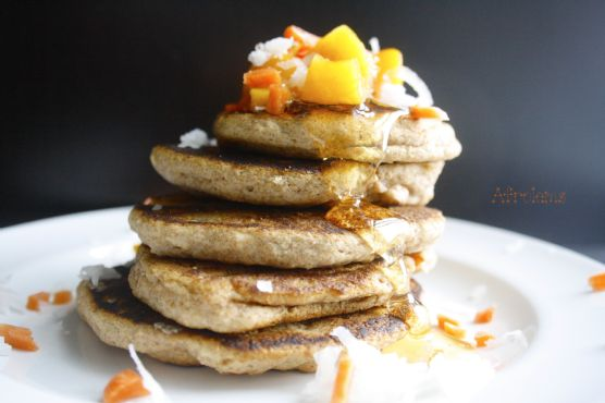 Peach Carrot Coconut Vegan Pancake | Made by Meaghan Moineau