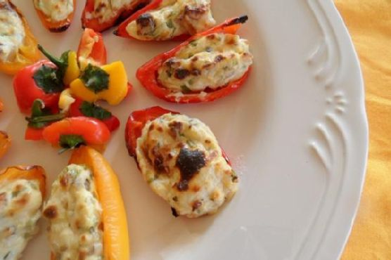 Cream Cheese Stuffed Baby Bell Pepper Appetizer | Made by Meaghan Moineau