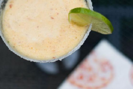 Fresh Peach Margarita With Lime Sugar | Made by Meaghan Moineau