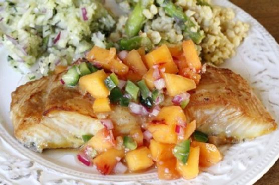 Soy Ginger Glazed Halibut with Ginger Peach Relish | Made by Meaghan Moineau