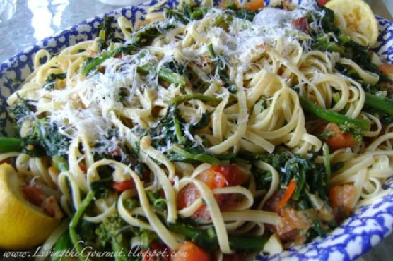 Broccoli Rabe with Tomatoes, Anchovies & Spaghetti | Made by Meaghan Moineau