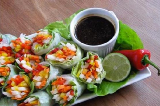 Vegetarian Spring Rolls With Garlic Lime Sauce | Made by Meaghan Moineau