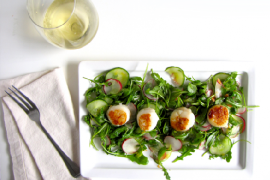 Citrus Arugula Salad with Seared Scallops | Made by Meaghan Moineau
