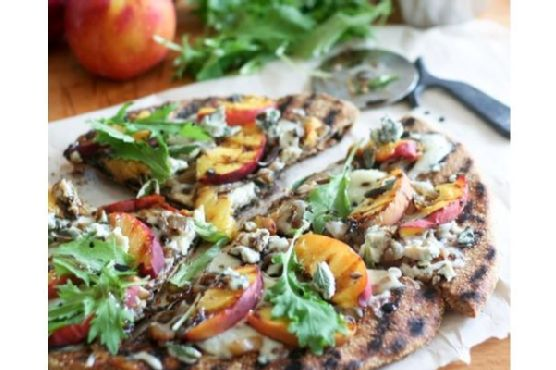 Rustic Grilled Peaches Pizza | Made by Meaghan Moineau